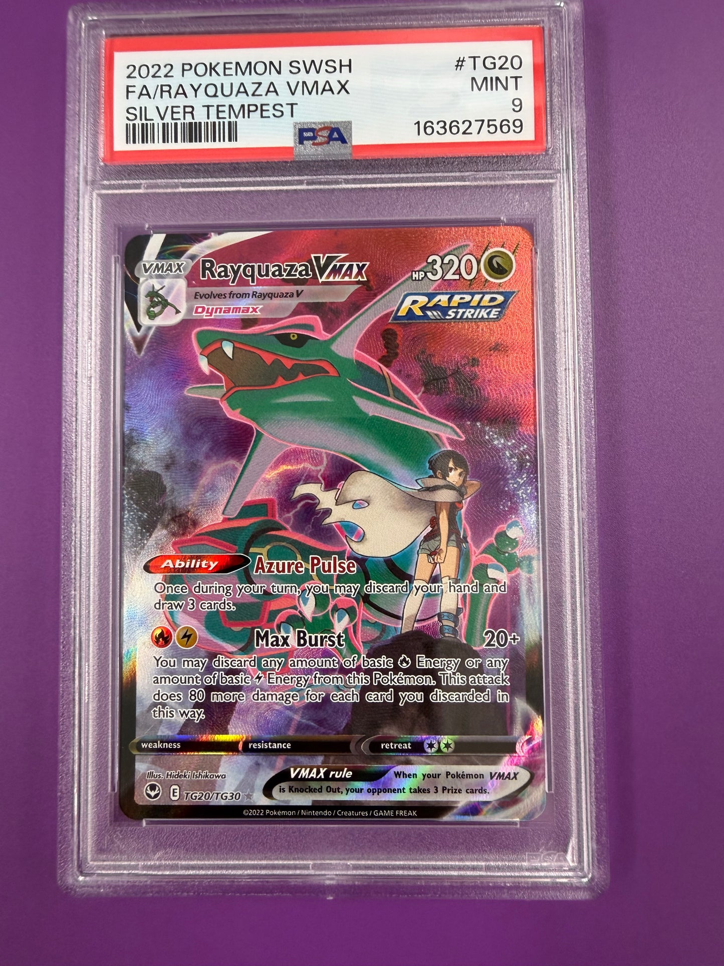 2022 RAYQUAZA VMAX #TG20 SILVER TEMPEST PSA 9 PK1304