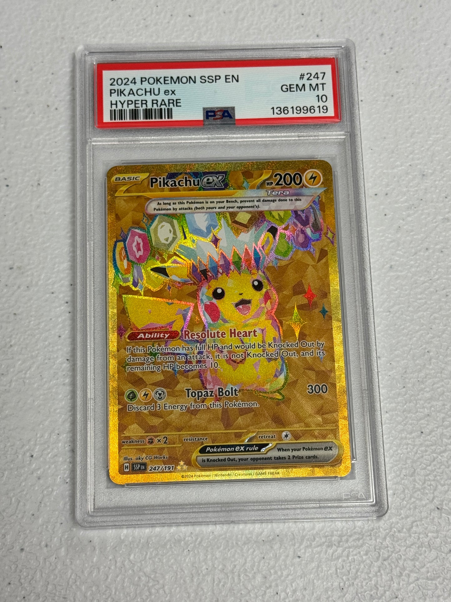 2024 SURGING SPARKS PIKACHU EX #247 PSA 10 PK1317