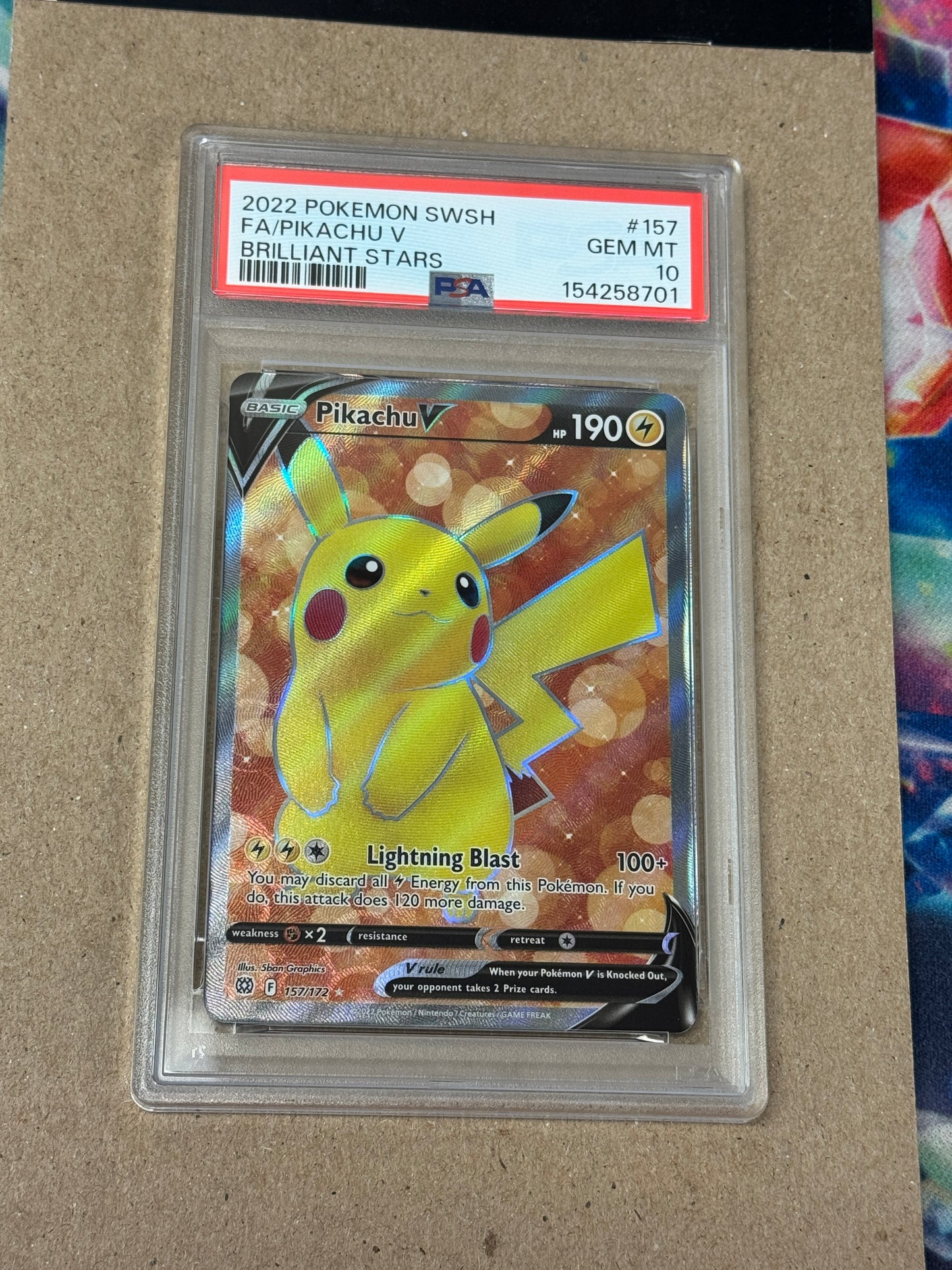 2022 BRILLIANT STARS PIKACHU V #157 PSA 10 PK1343