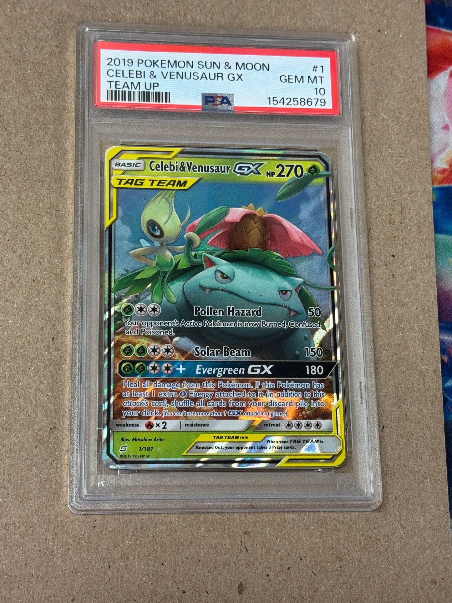 2019 TEAM UP CELEBI & VENUSAUR GX #1 PSA 10 PK1347