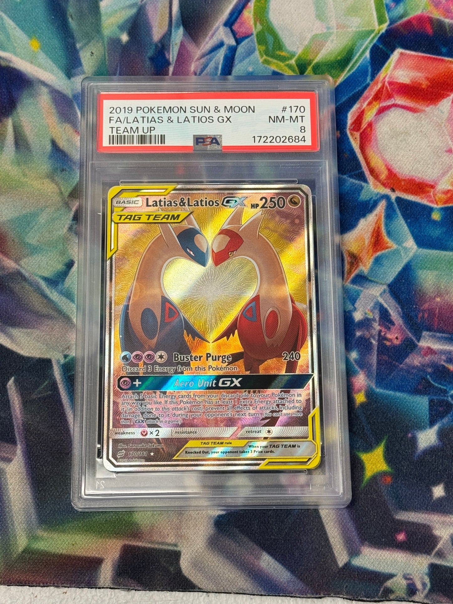 2019 TEAM UP LATIAS & LATIOS GX #170 PSA 8 PK1017