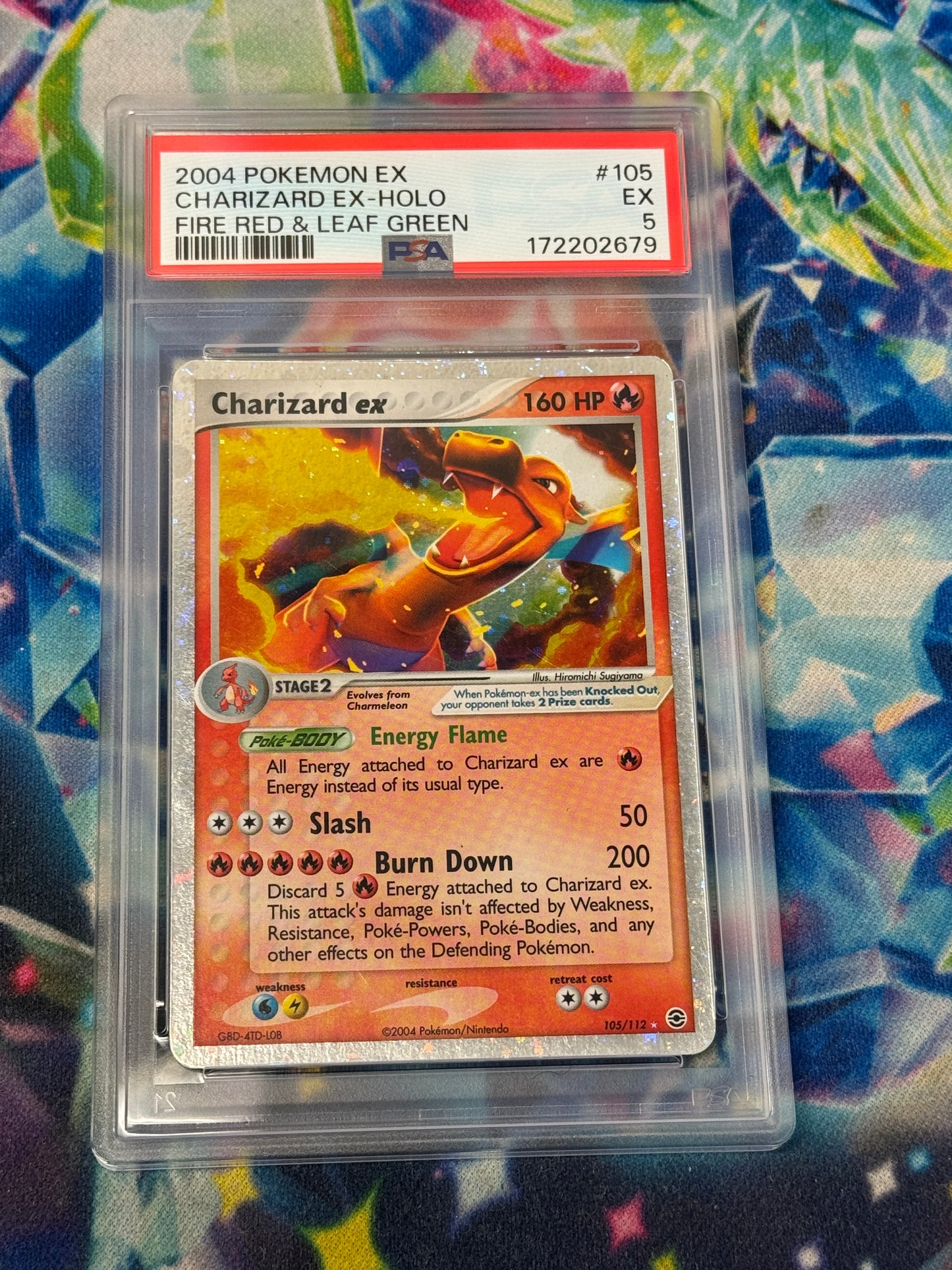 2004 FIRE RED & LEAF GREEN CHARIZARD EX #105 PSA 8 PK1018