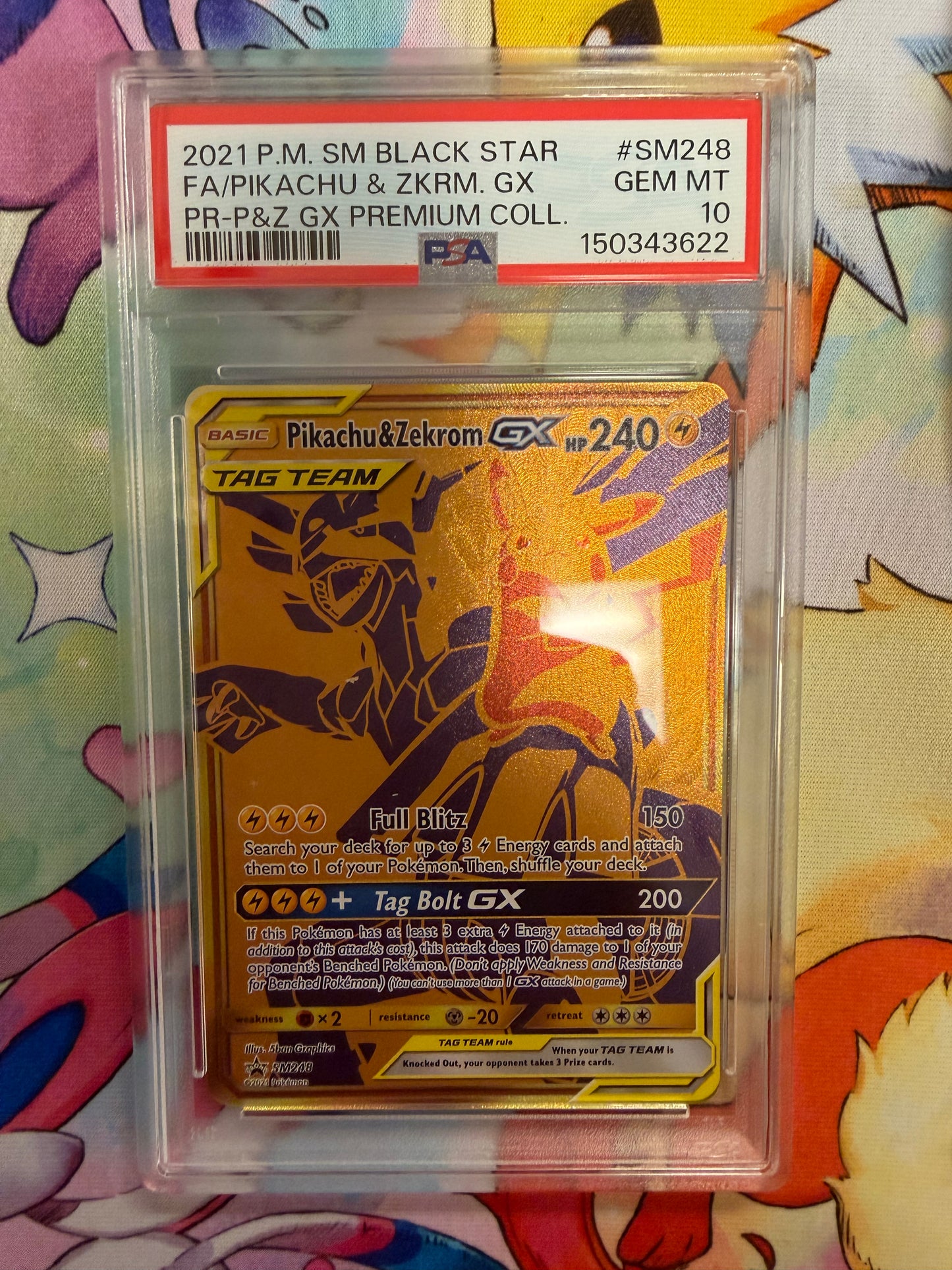 2021  BLACK STAR PROMO  PIKACHU AND ZEKROM GX  #SM248  PSA 10  PK1248