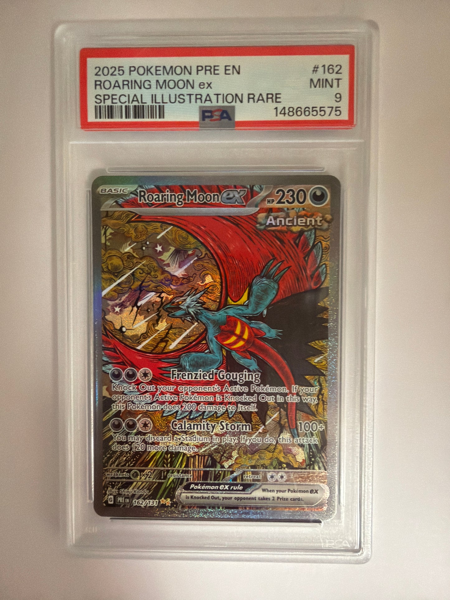 2025 ROARING MOON #162 PRISTMATIC EVOLUTIONS PSA 9 PK1215