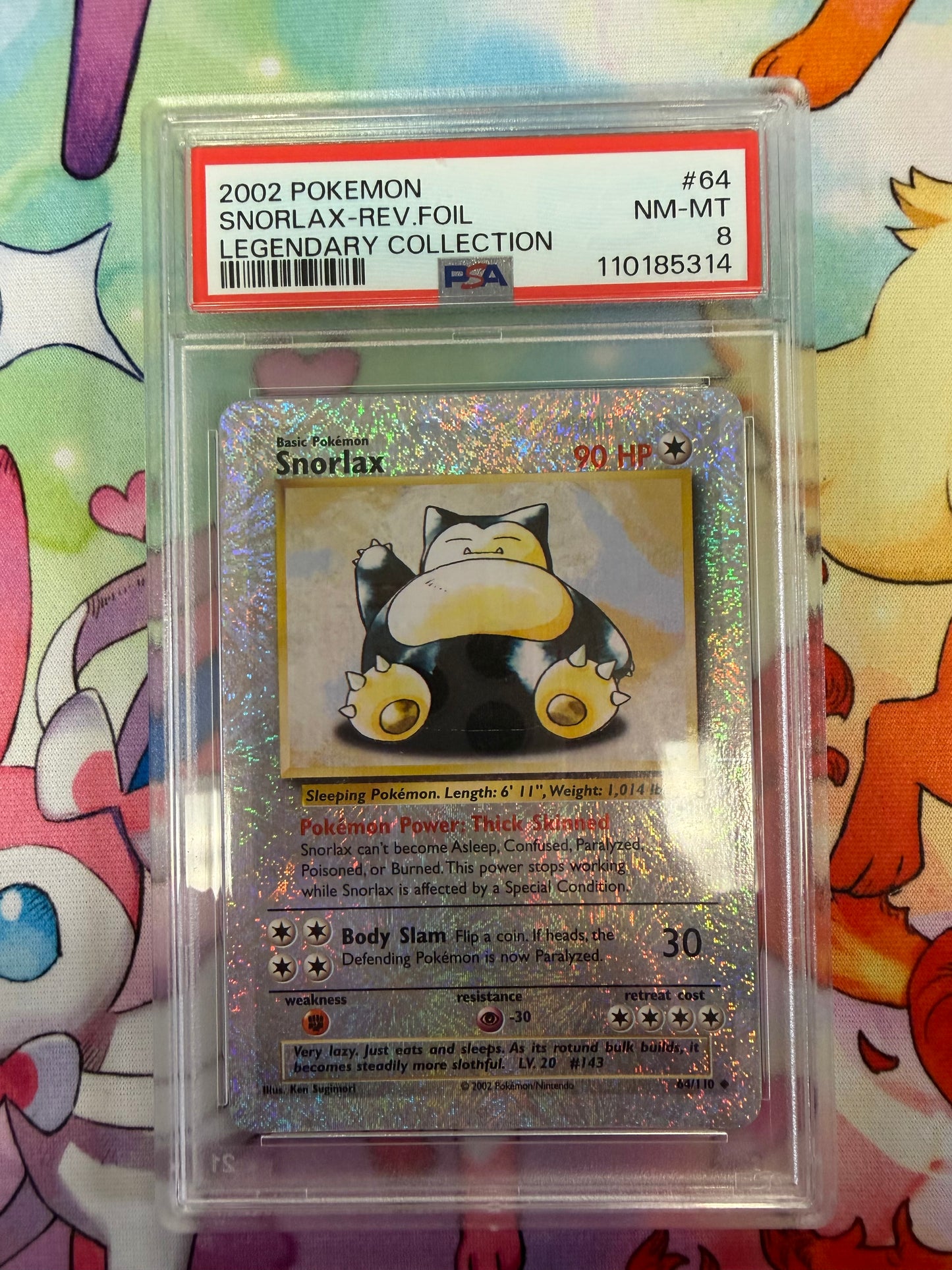 2002  LEGENDARY COLLECTION REVERSE HOLO  SNORLAX #64  PSA 8  PK1234