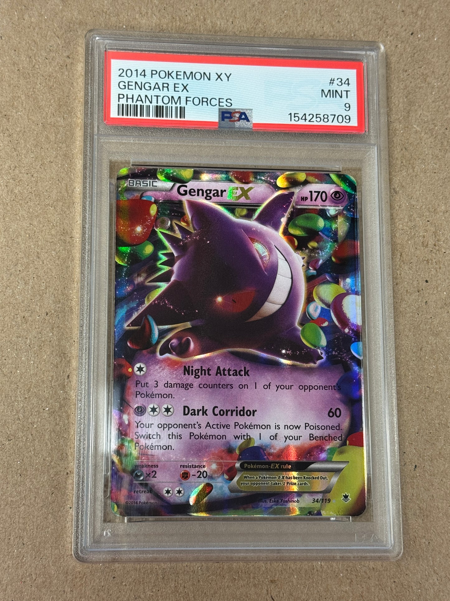 2014 PHANTOM FORCES GENGAR EX  #34  PSA 9  PK1333