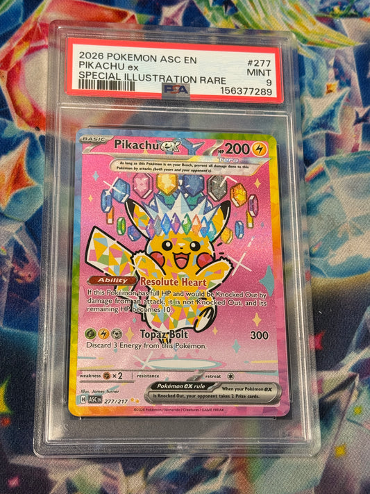 ASCENDED HEROES  PIKACHU EX  277/217  PSA 9  PK1723