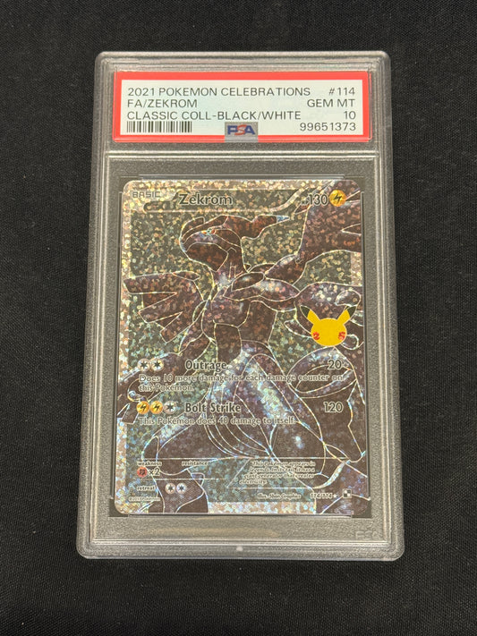 POKEMON CELEBRATIONS ZEKROM 114/114 PSA 10 GEM MINT  PK818 CRACK ON BACK