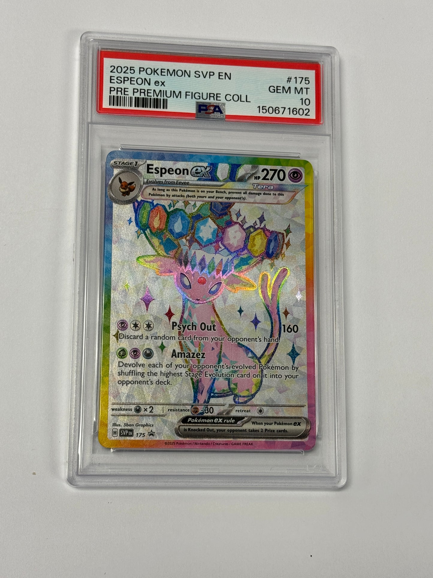 2025 PRISMATIC EVOLUTIONS ESPEON EX  #175  PSA 10  PK993.   SLAB