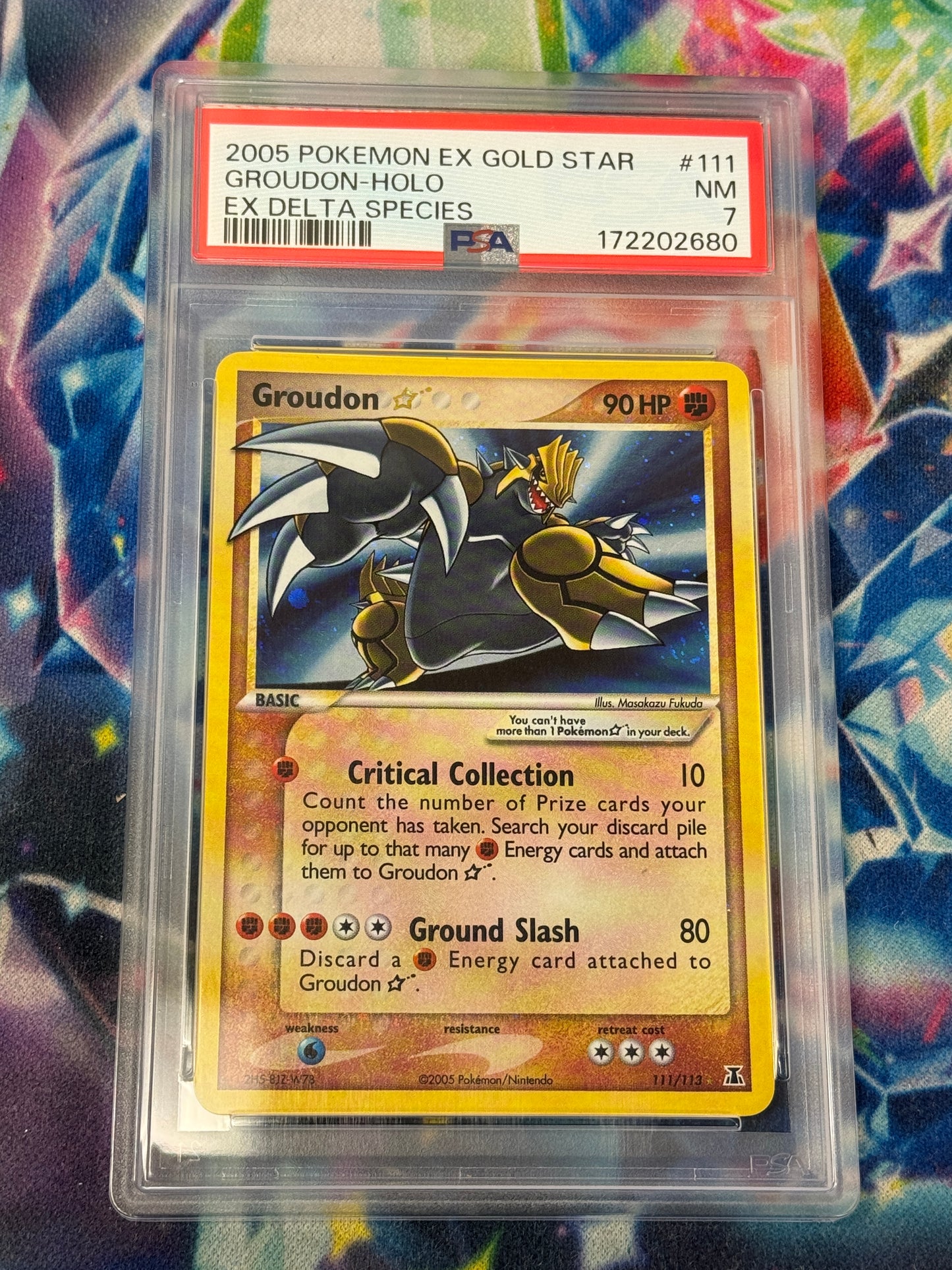 2005 EX DELTA SPECIES GROUDON GOLD STAR #111  PSA 7  PK1019